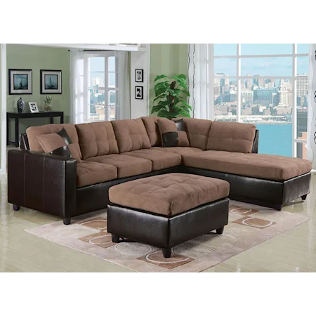 Contemporary Two Piece Sectional Sofa with LAF Chaise